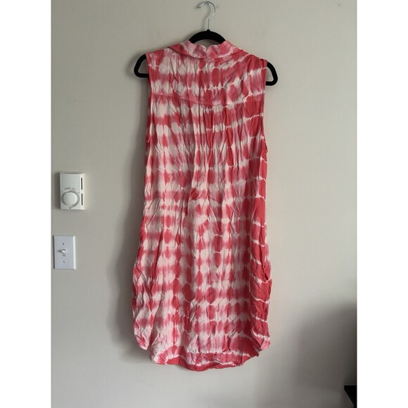 Cloth & Stone‎ Anthropologie Large Dress Tie Dye Pink Cream Pockets Boho Beach - Picture 7 of 8